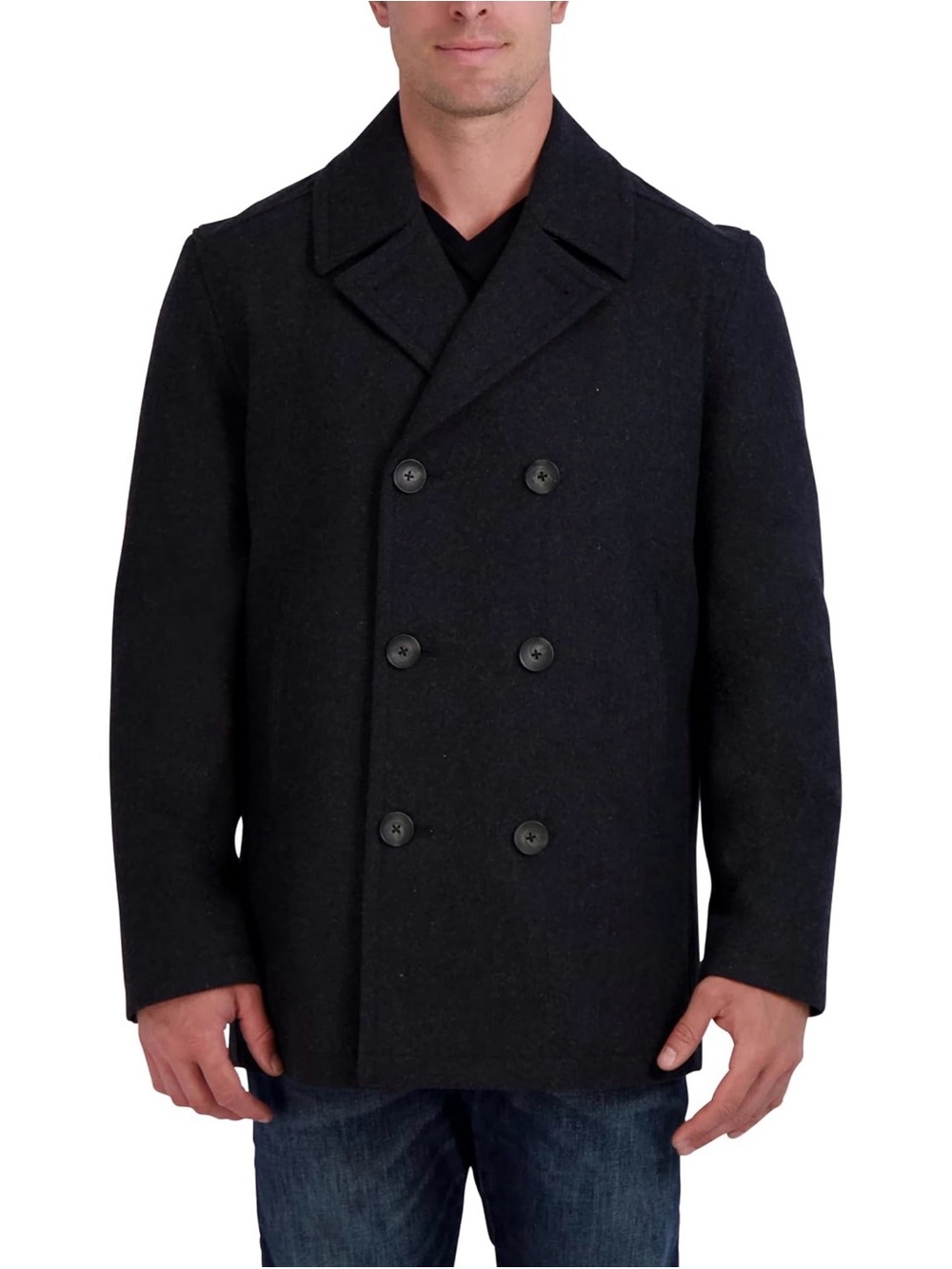 NAUTICA Black Double-Breasted Peacoat | Medium